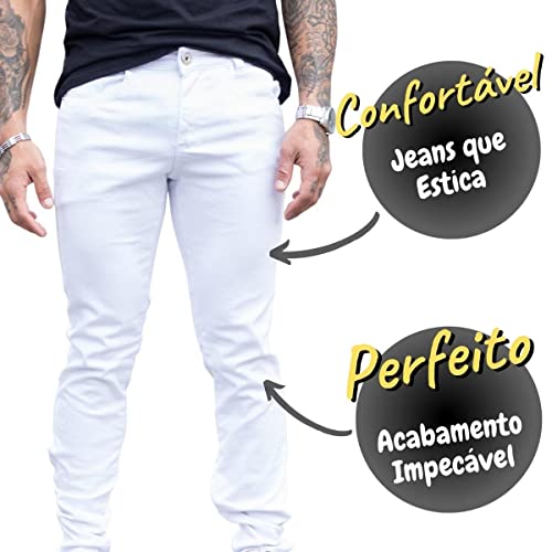 Calça Jeans Masculina Branca Não Transparente (as2, numeric, numeric_46, numeric_47, regular, regula