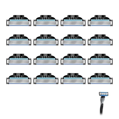 16 Pcs Cuchillas de Afeitar para Hombre, Recambios Turbo para Hombre 3 Capas Manual Blade Barber Recambios para un Afeitado Preciso y Cómodo Ideal para Uso Diario y Profesional