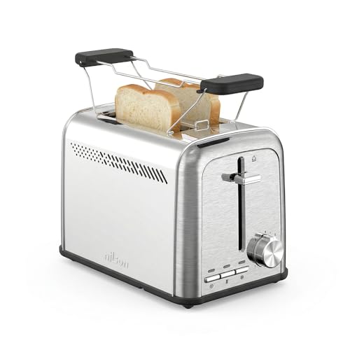 Nilson Life Tostadora de Pan con 2 Ranuras, 950 W, 7 Niveles de Tostado, Control Manual, Temporizador, Descongela, Recalienta, y Cancela, Bandeja Recogemigas Extraíble, Fácil Limpieza, NTS2R9500X