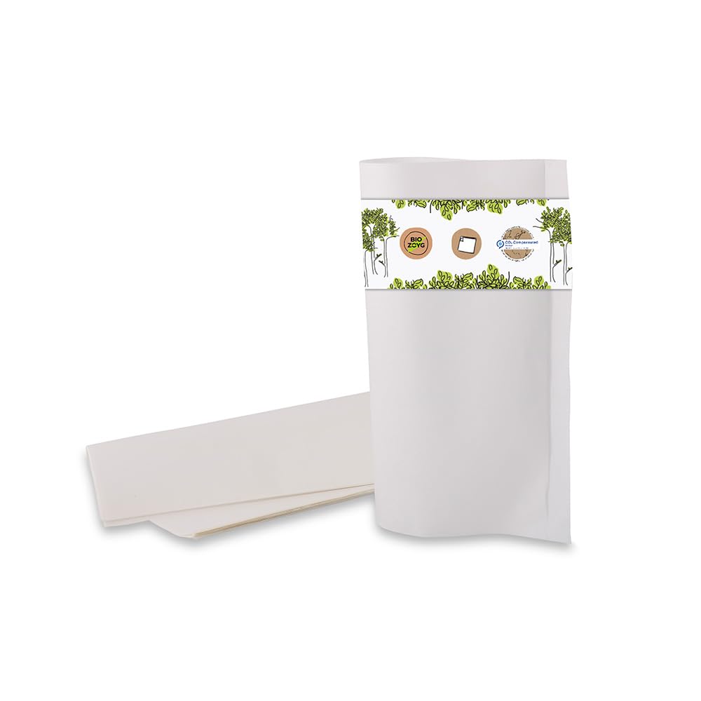 BIOZOYG Einschlagpapier Fettdicht KIT 5-6 I 100% biologisch abbaubarer, kompostierbares Einpackpapier I 1000 Stück Verpackungspapier Zuschnitte 43 x 35 cm unbedruckt reißfest weiß