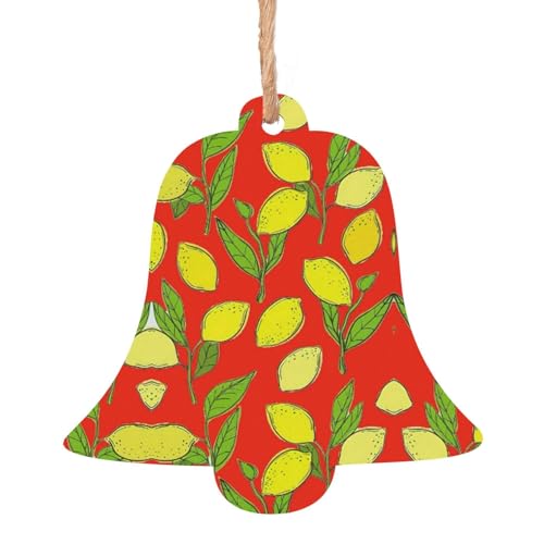 Adornos de madera de limones amarillos frescos, decoración de árbol de Navidad, colgante con cuerda, Año Nuevo, fiesta de vacaciones