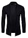 Men's Long Sleeve Draped Open Front Shawl Collar Longline Cardigan,Black,Medium
