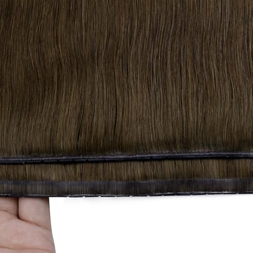 Image of Full Shine Butterfly Weft Hair Extensions 24 Inch 100g Medium Brown | Fullness Boost, Genius Weft Side, Layered Hairstyle Users, Vacation Style, Easy Wear & Remove, Long Straight Hairstyle