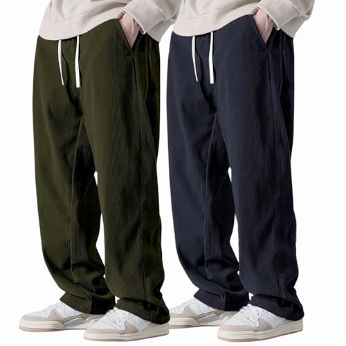 Image of Preneum Men Mid Rise Poly Cotton Loose Fit Trouser || Korean Style Travel & Lounge Wear with Pockets (Available in Plus Size)