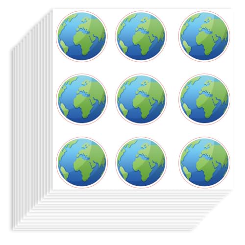 Hobbspring 180pcs Earth Stickers Mini Self-Adhesive Paper Decorative Stickers Waterproof Planet Earth Sticker for Scrapbook Calendar Journals Crafting Party Gift Bag Decor