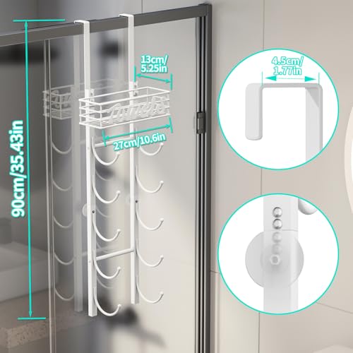HapiRm Over Door Towel Rail-Towel Storage Rack Wall Mounted with Metal Shelf, 6-Tier Over Door Towel Rack, Towel Holder, White - Cosy Home Interiors HapiRm Over Door Towel Rail-Towel Storage Rack Wall Mounted with Metal Shelf, 6-Tier Over Door Towel Rack, Towel Holder, White - Image 7