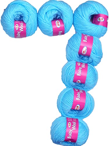 Image of M.G ENTERPRISE Prime Baby Wool 100% Acrylic Yarn Sky Blue 14 Pc 4 ply Ball Hand Knitting Wool /Art Craft Soft Fingering Crochet Hook Yarn- Art-HJ