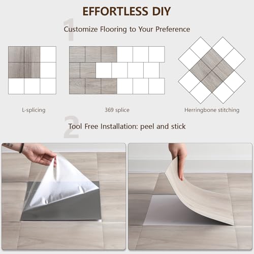 ACCOR HOME Peel and Stick Floor Tile, 30-Pack 12 x 12 inch Vinyl Flooring, Real Wood Look Self-Adhesive Luxury Vinyl Tiles, Easy DIY for Kitchen, Bedroom and Living Room, Cover 30 Sq. Ft, Davos Pecan by ACCOR HOME - Used condition - Image 7