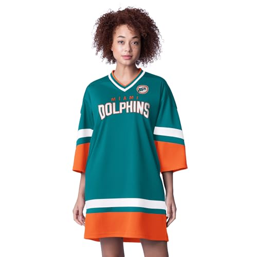 Starter Women's Aqua Miami Dolphins Slap Shot 3/4 Sleeve Sneaker Dress