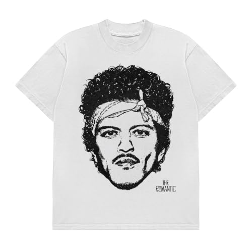 Bruno Mars Official Merch The Romantic T-Shirt, White, Large