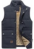 KEFITEVD Men's Outerwear Gilets Winter Thermal Body Warmers Fleece Lined Sleeveless Jacket Work Waistcoat Dark Grey, L