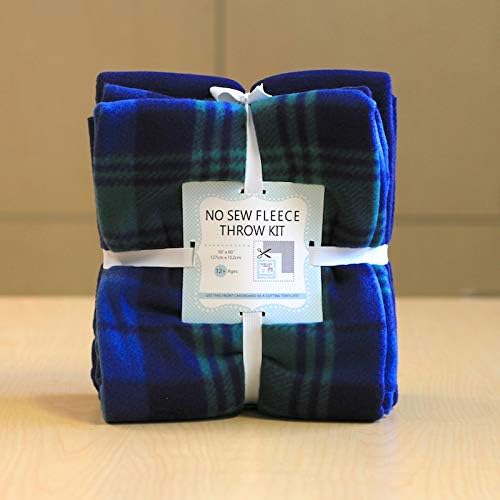 Plaid Tartan Anti-Pill No-Sew Throw Fleece Fabric Kit (72x60)