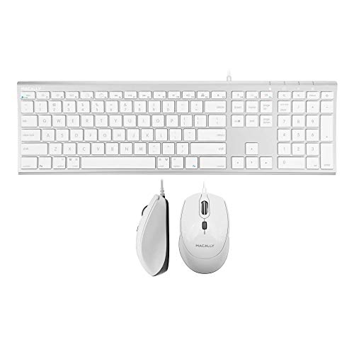 Macally USB C Wired Mouse and an Ultra Slim USB C Wired Keyboard, Simplistic Accessories for New MacBooks