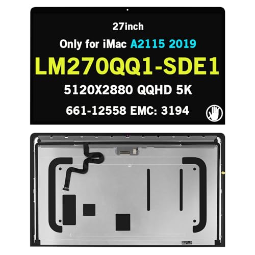 Image of Replacement 27 inch 5K Compatible with iMac A2115 Early 2019 LCD Screen Display LM270QQ1(SD)(E1) 661-12558 EMC 3194 MRQY2LL /A MRR01LL /A MRR02LL /A LM270QQ1(SD)(E1)