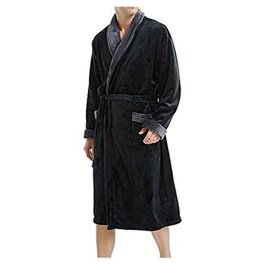 BIBOKAOKE Badrock herr kort lätt morgonrock frotté badrock herr fluffig med bälte, varm morgonrock, vinter fleece morgonrock, gåvor för män nattkläder