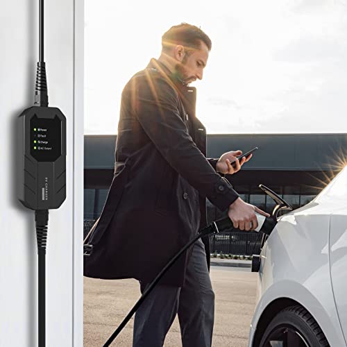 Megear Skysword Ⅱ Level 1-2 Ev Charger, 100-240V 16A 25Ft Portable Evse, Nema 6-20 Plug With Nema 5-15 Adapter Electric Vehicle Charging Station #TOP6