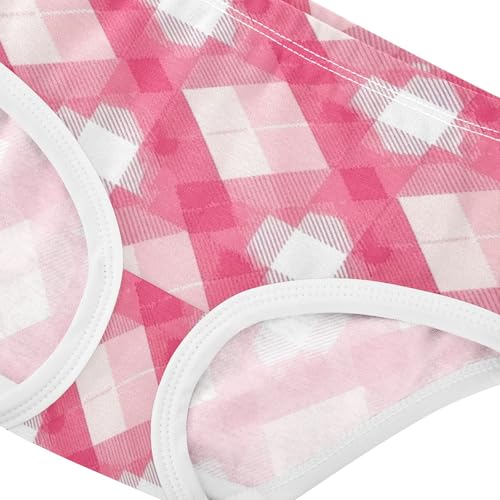 Cotton Toddler Underwear Floral Pink White Gingham Checkered Panties for Girl Fancy Briefs Undies Kids 2t4