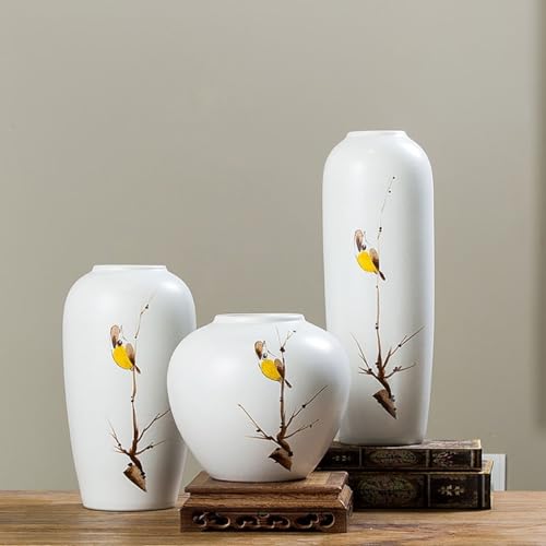 Vase en céramique blanche retro avec oiseau en porcelaine pour decoration de table - 8
