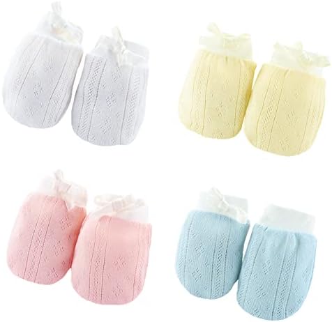 12 Paires Moufles Bébé Anti-Griffures - Gants Protection 0-6 Mois Coton Doux - Blanc