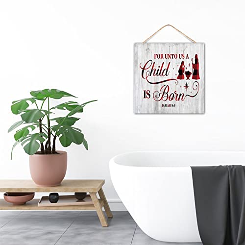 Plaque religieuse bois Isaiah 9:6 pour sublimer une étagère vide style ferme