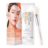 ELT Collagen Peel Off Facial Mask Pack - Hydrating & Firming Wrapping face Mask with 5 Types of Collagen, 8 Peptides, Silicone Brush Korean Skincare (60 ml / 2.02 fl.oz)