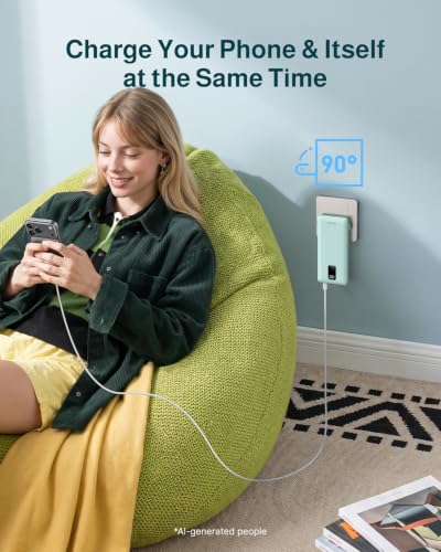 Image of charmast 10000mAh Portable Charger with Built-in Cables and AC Wall Plug | Slim All-in-One USB-C Power Bank, Charge Up to 4 Devices at Once, Travel Essential, Compatible with iPhone, Samsung, Android