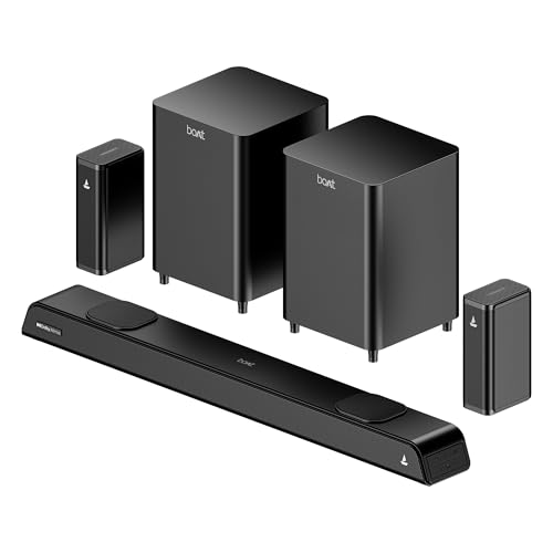 Boat Aavante 5.2.4 Prime 6250DA, Dolby Atmos, 625W, 5.2.4CH(Dual Subwoofers & Wireless Satellites), QR for Installation, Bluetooth Sound bar, Home Theatre Soundbar Speaker (Premium Black) view 1