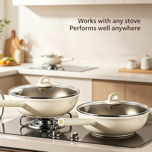 Wok Titanium con Tapa Antiadherente Fondo Plano 9.45" miniatura 4