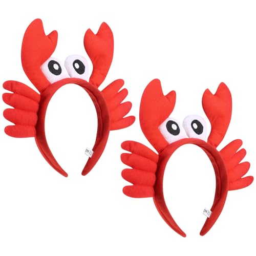 Abaodam Diademas Decorativas de Cangrejo para Carnaval y Halloween, 2 Piezas de Tela Roja, Cómodas y Talla para Adolescentes y Adultos
