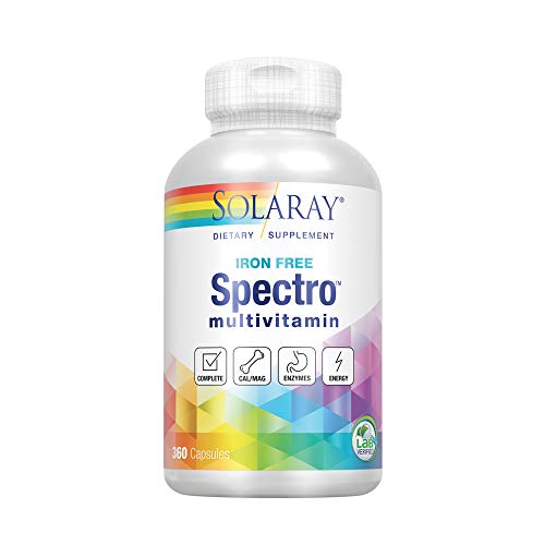 Solaray Iron-Free Spectro Multi-Vitamin Capsules, 360 Count