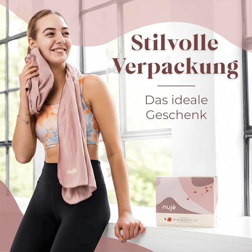 nujë Fitness Handtuch mit Tasche Microfaser I MIT Geschenkverpackung I Sporthandtuch Fitnessstudio I Extra groß & mit Umschlag für alle Geräte I Gym-Handtuch I Gym Towel