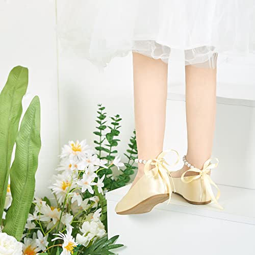 Image of Felix & Flora Girls Toddler Little Ballet Shoes - Flower Girls Mary Jane Flats Dress Shoes Party Wedding