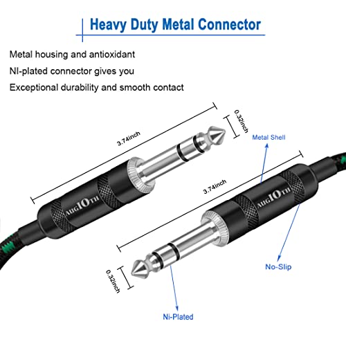 Augioth 1/4 TRS Cable 3ft 2Pack, Balance 6.35mm TRS Plug, Stereo Quarter inch TRS Male Cable for Power Speaker, Mixer, Amplifier by Augioth - Image 3
