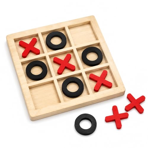 Wooden Tic Tac Toe Game Classic Noughts and Crosses Board Game