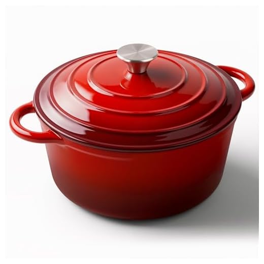 Miereirl 6 QT Enameled Dutch Oven Pot with Lid, Cast Iron Dutch Oven with Dual Handles for Bread Baking, Cooking, Non-stick Enamel Coated Cookware (Red)