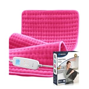 Pink Heating Pad for Period Cramps, FSA HSA Eligible, CooCoCo 17″x33″ Large Heated Pad, Valentines Day Gifts for Her GF Women Wife, Cute Heat Pad for Back Pain Relief, FSA Wearables, Machine Washable
