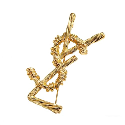 Gold-Tone Abstract Knot Brooch for Women Vintage Style Twisted Metal Pin Elegant Scarf Shawl Collar Brooch Fashion Jewelry Accessory for Dresses Coats Sweaters
