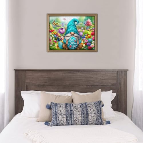 Easter Puzzles for Adults 500 Pieces Gnome Eggs Jigsaw Puzzle for Adults Cute Rabbit with Spring Flowers Wooden Puzzle Easter Gifts Basket Stuffers - image 7