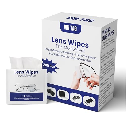 Glasses Wipes 200 Individually Wrapped Screen Wipes Pre-Moistened Lens Wipes for Eyeglasses Laptops Touchscreens & Camera Lenses - Anti-Fog Streak & Smudge-Free - Ideal for Travel & Daily Use