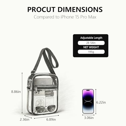 Bolso cruzado transparente impermeable LERASO miniatura 4