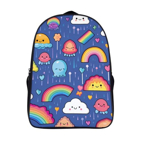 Sac à dos arc-en-ciel d'école primaire et collège style cartoon imprimé 3D 40cm