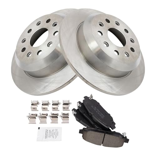 Image of TRQ Rear Brake Pad and Rotor Set Ceramic 328mm Rotors Compatible with 2018-2021 Jeep Wrangler