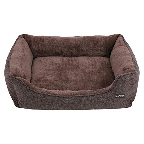 FEANDREA Cama para Perros, Sofá para Perros, Cesta para Perro Desmontable y Lavable a Máquina, Marrón, 90 x 75 x 25 cm PGW11CC