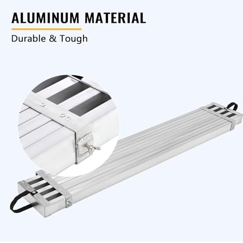 Image of Telescoping Aluminum Work Plank - Adjustable Scaffolding Platform, 440lbs Capacity, Skid-Proof Surface, Professional Ladder Accessory for Home Renovation - Size: 6FT-9FT