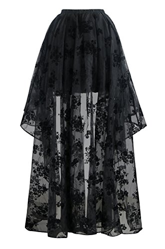 Charmian Women's Steampunk Gothic Irregular Floral Print High Low Party Skirt4