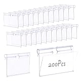 200 Pcs Reusable Plastic Wire Shelf Label Holder, Basket Bin Clip On for Pantry Retail Merchandise Shopping Mall Store Shop Supermarket and Ticket Display Holder, Clip-On Design, 2.4 x 1.7 in