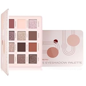 Lamora Nude Eyeshadow Palette Makeup – 12 Highly Pigmented Shimmer and Matte Shades – Travel Size with Mirror – Vegan & Cruelty Free