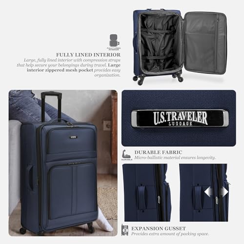 U.S. Traveler US08120R22 Anzio Softside Expandable Spinner Luggage, Burgundy, Carry-On 22-Inch thumb #3