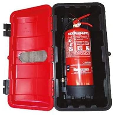 FERRETELIX ABC Extincteur à poudre haute efficacité 6 kg avec support de montage + armoire PVC pour extincteur 6 kg ABC pour extérieur G