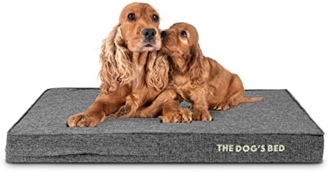 The Dogs Bed Orthopaedic Dog Bed Large Grey Plush 101x64x15cm, Waterproof Memory Foam Dog Bed